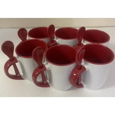 12 oz Inner and Handle Color Sublimation Ceramic Mug with Spoon