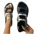 thumbnail image 5 of HVOBTTY Women's Summer Fashion Casual Versatile Hollow Out Cushioned Flat Sole Roman Beach Slide Sandals Silver, 37, 5 of 5