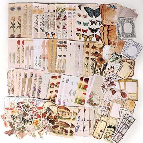 200 Piezas Suministros Vintage Álbum Recortes Diarios Chatarra, Pegatinas DIY Papel, Paquete Ephermera Vintage, Decoupage Arte Diarios, Cuadernos Artesanía