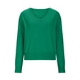 thumbnail image 2 of Jalioing V Neck Sweaters for Women Fashion Solid Long Sleeve Knitted Shirts Classic Casual Pullover Sweater, 2 of 9