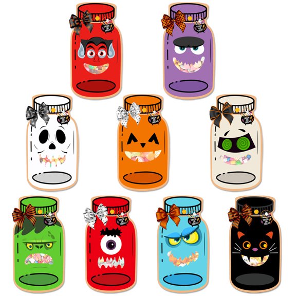 YIKA Halloween Decoration Halloween Theme Party Jar Shaped Paper Candy Wrap Card Sealer Bag Halloween Ornaments