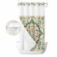 thumbnail image 2 of Pink Green Flower No Hook Shower Curtain Waterproof, Bathroom Curtains with Snap in Liners and See Through Top Window, Elegant Spring Floral Abstract Art Hotel Style Bathtub Curtains Shower 36"Wx78"L, 2 of 8