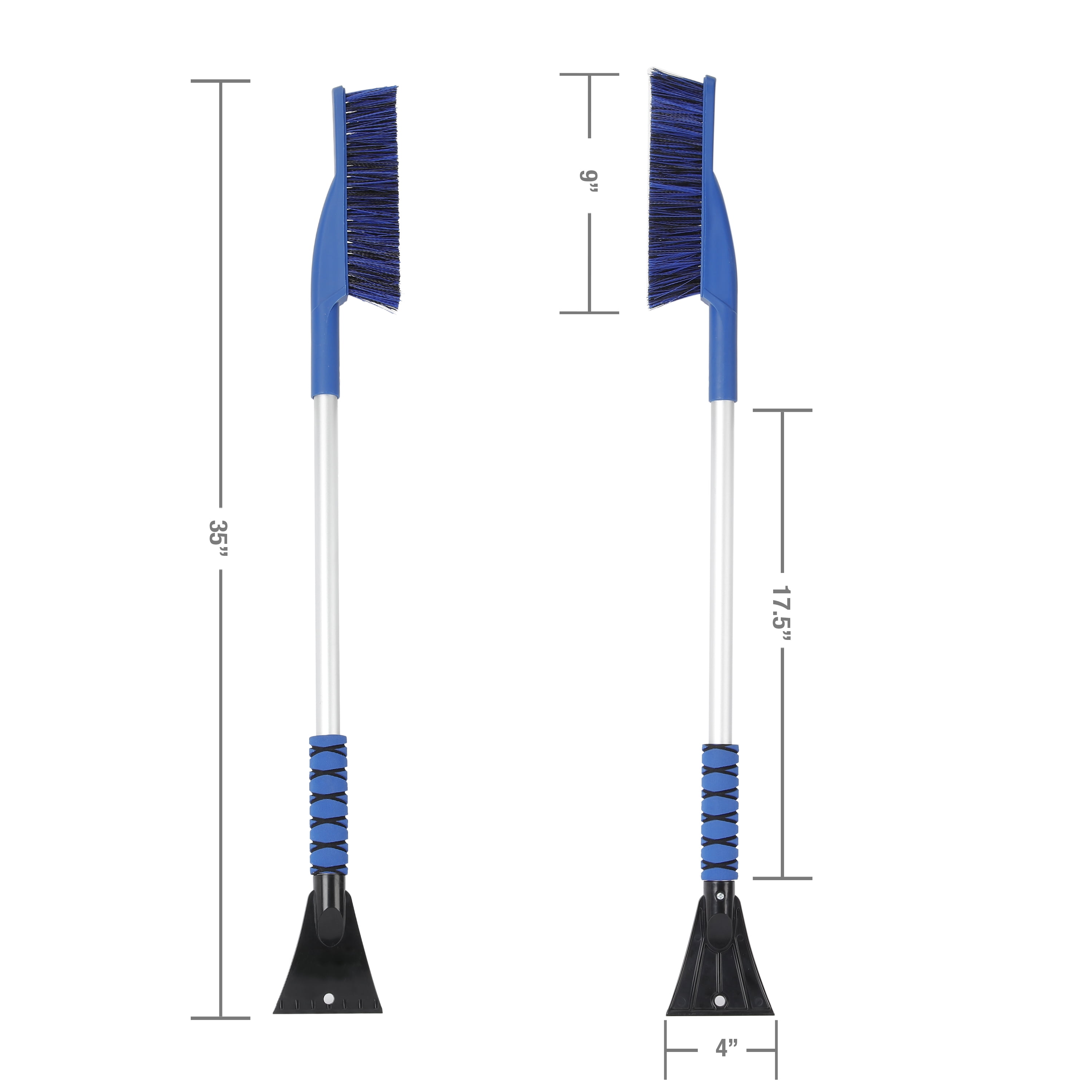 (3 pack) Auto Drive 35-Inch Snow Brush and Ice Scraper, Blue, Aluminum Handle