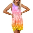 thumbnail image 2 of under 10.00 LYXSSBYX Summer Dresses for Women under 10.00 Women's Plus Size O-Neck Tie-Dye Print Sleeveless O-Collar Mini Dress, 2 of 9