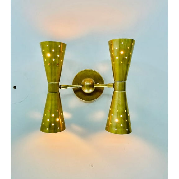 Pair Atomic 50's 60's Style mid-Century Modern Bow tie Wall Sconce Lamp