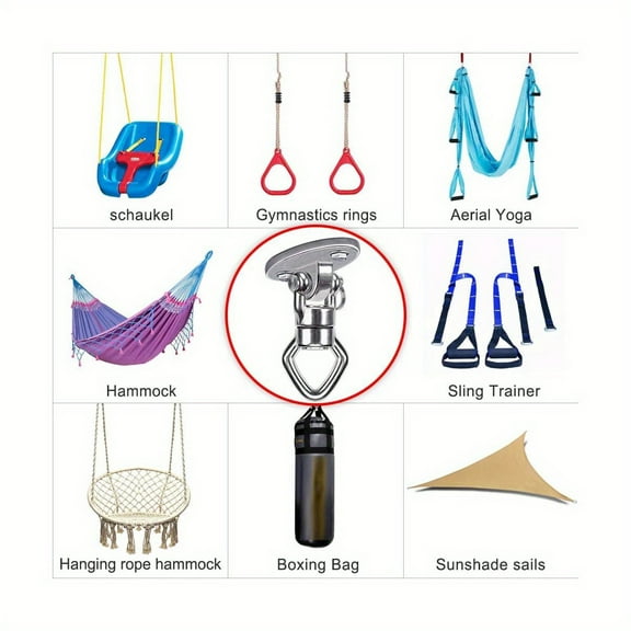 800LB Swing Hanger - Stainless Steel Ceiling Mount with Bearing Swivel | Heavy-Duty for Hammocks, Yoga Swings & Aerial Silks | Easy Installation