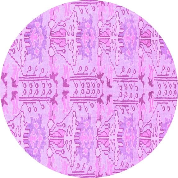 Ahgly Company Indoor Round Abstract Purple Modern Area Rugs, 5' Round