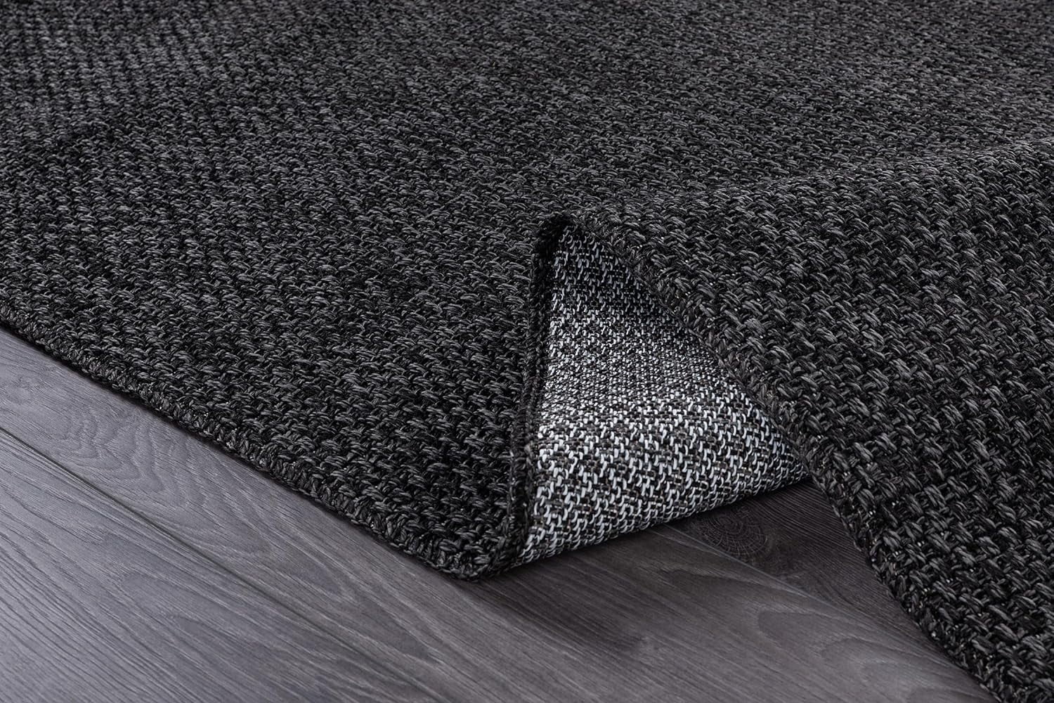 CAMILSON Easy Jute Rug Indoor Outdoor Farmhouse Area Rugs Dark Gray 2x3