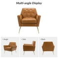 thumbnail image 6 of Vegan Leather Accent Chair Set of 2 Upholstered Armchair Gold Legs Button Tufted Lounge Sofa Chair Living Room Bedroom Camel, 6 of 7