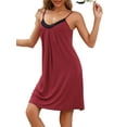 thumbnail image 4 of INSPIRE CHIC Women's Lingerie Modal Sleeveless Spaghetti Strap Lace Nightgown Loungewear S Red, 4 of 6
