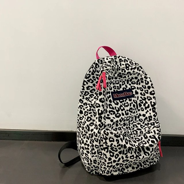 Women Canvas Backpack Zebra Cow Print Pattern School Book Bag Ladies Large Capacity Travel Bag Female Multi-Pockets Shoulder Bag