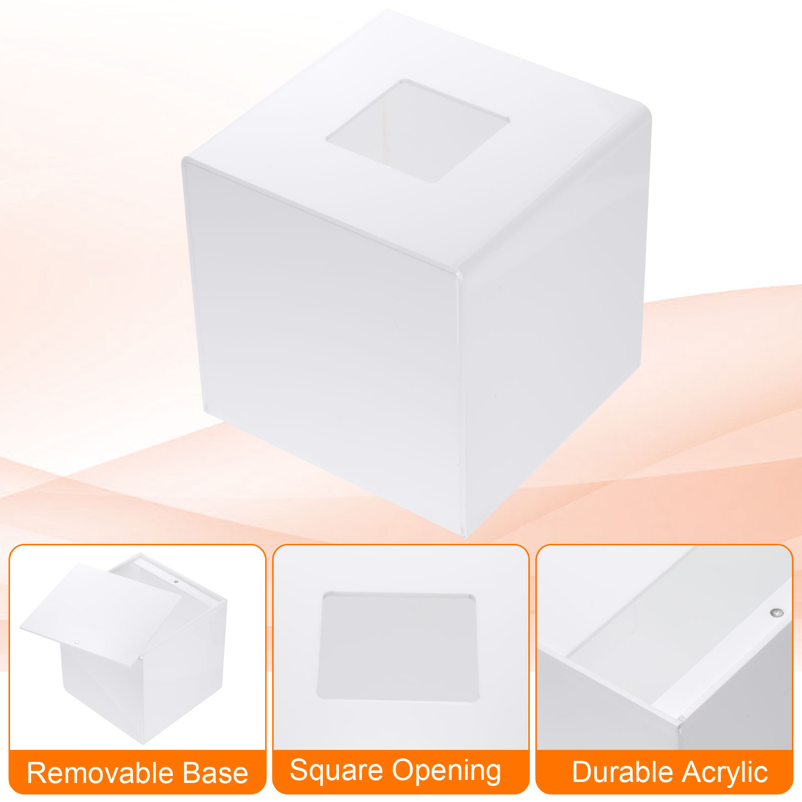 Unique Bargains Tissue Box Cover with Base Square Holder for Home Office White