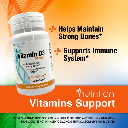 Nutri Plus Fit  Vitamin D3 2000 IU High Potency Structural Support Softgels  120 Count