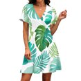 thumbnail image 4 of Summer Dresses for Women Hawaiian Printed V Neck Short Sleeve Fashion Flowy Wrap Dress Party Beach Sundress, 4 of 5