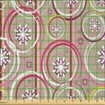 thumbnail image 2 of Ambesonne Floral Fabric by the Yard Microfiber, Modern Retro Mix Sketch, 5 Yards, Tan Purple Hot Pink, 2 of 2