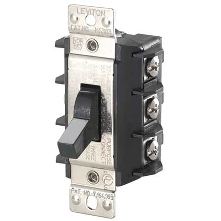 Leviton MS303-DS 30 Amp Three-Pole Motor Starter Switch Only - Black