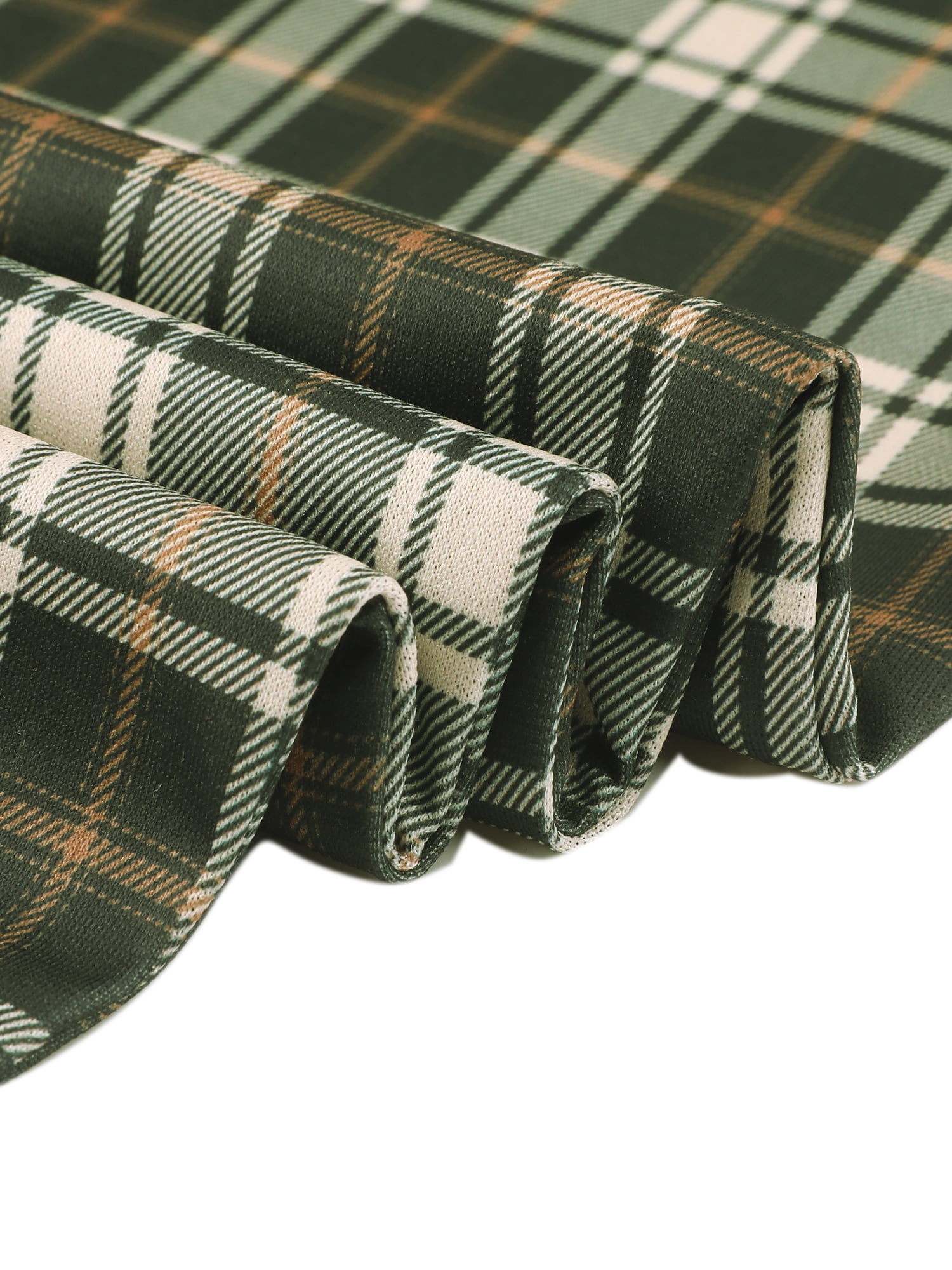 DARING DIVA Women's Tartan Plaid Pants Elastic Waist Straight Long Trousers XL Army Green