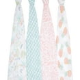 thumbnail image 3 of aden + anais Essentials, Cotton Muslin Swaddle Blanket, Tropicalia, Girls, Infants, 4-Pack, 3 of 6