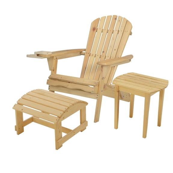 Foldable Adirondack Chair with cup holder Bristro Set with Ottoman