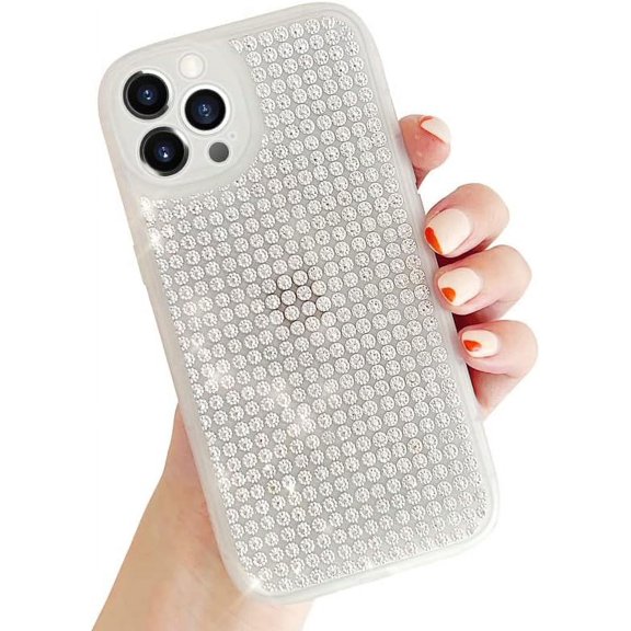 Compatible with iPhone 13 Pro Max Glitter Case Bling Diamond 3D Sparkle Shiny Crystal Rhinestone Luxury Cute Clear Round Shock Protection Flexible TPU Cover for Women Girls