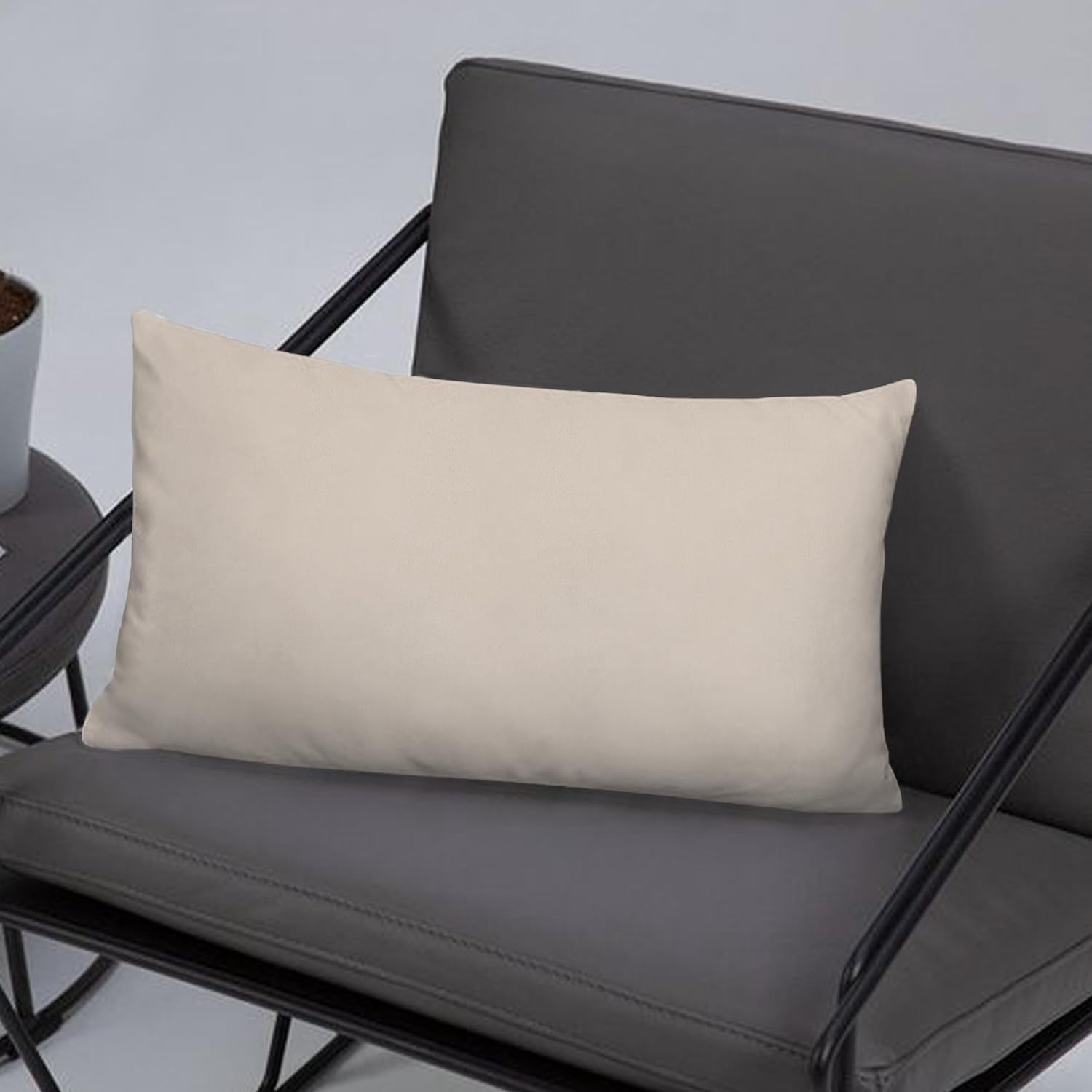 A1HC Set of 2 Luxurious Soft Velvet Throw Pillow Covers Only, 12"x20", Beige, Decorative Cushion Covers with Hidden YKK Zipper for Sofa or Bed
