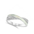thumbnail image 4 of CHOOSE YOUR COLOR White Simulated Opal Double Shank Criss Cross Ring 925 Sterling Silver Band CZ Female Size 7, 4 of 4