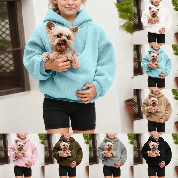 3-4 Years Child Girls And Boys Pet Pouch Hoodies Oversized Cat And Dog Pouch Sweatshirtst Puppy Comfy Pullover Hoodie With Pockets Casual Pullover Fall Winter Clothes Sky Blue Pullovers