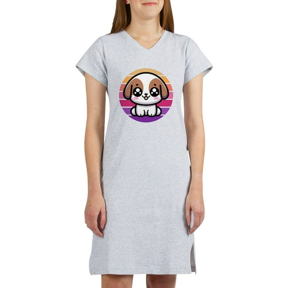 CafePress - Cute Puppy Dog Retro Sunset T Shirt - Women's Nightshirt
