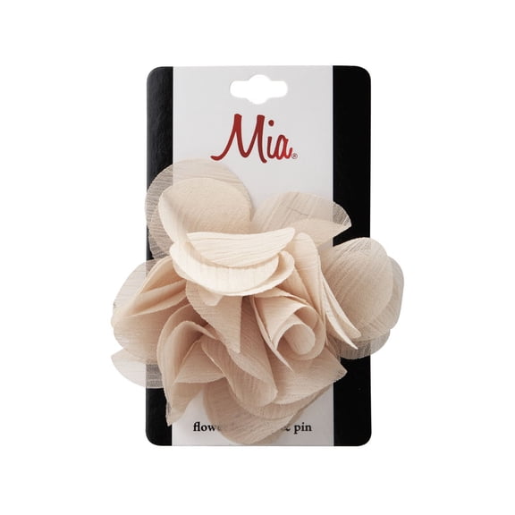 Mia 2 in 1 Flower Hair Clip & Pin - Medium Model No. 02452 - Beige