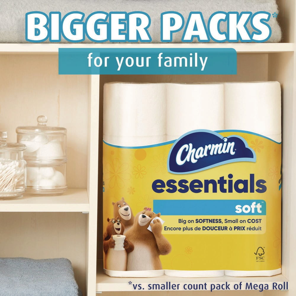 Essentials Soft 2-Ply Septic Safe Bathroom Tissue - White (4/Carton)