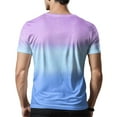 thumbnail image 4 of Men's Faded Print V-Neck Lightweight T-Shirt - Stylish Summer Tee with Artistic Gradient Design for Concerts, Outings and Everyday Versatility,Light Purple 3XL, 4 of 5