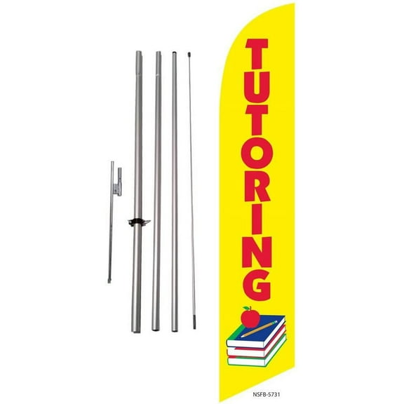 Tutoring Feather Banner Swooper Flag Kit, Includes Pole Kit and Ground Spike