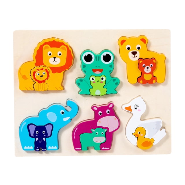 Juegos de rompecabezas de madera Colores y formas Cognición Niños Educación temprana Juguetes de aprendizaje Montessori Juguetes para bebés de 4 años Animal C Hugo Rompecabezas Montessori