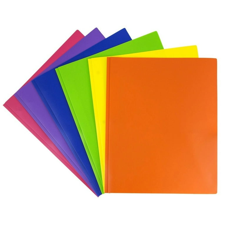 Jam Paper 2 Pocket 3 Hole Punched Plastic Presentation School Folder, Orange, Sold Individually