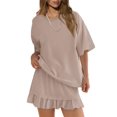 thumbnail image 3 of Conjunto de falda Panadila para mujer, casual, manga corta, beige desierto, XS, 3 of 4