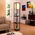 thumbnail image 4 of Brightech Maxwell Tower Floor Lamp w/ Shelves & Wireless Charging, Havana Brown, 4 of 10