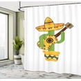 thumbnail image 4 of Ambesonne Mexican Shower Curtain, Cactus Playing Guitar Art, 69"Wx70"L, Earth Yellow Lime Green, 4 of 4