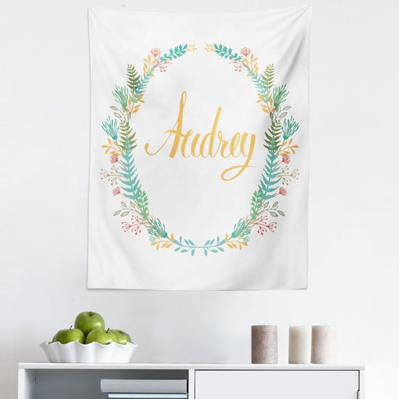 Audrey Tapestry, Retro Style Arrangement with Flourishing Nature Flowers and Leaves Signature Pattern, Fabric Wall Hanging Decor for Bedroom Living Room Dorm, 5 Sizes, Multicolor, by Ambesonne