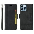 thumbnail image 6 of For iPhone 13 Pro Max Flip Case, Slide Card Pocket Premium PU Leather Folio Flip with Design Card Slots Wrist Strap Shockproof Kickstand Magnetic Protective Cover For iPhone 13 Pro Max, Black, 6 of 11