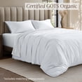 thumbnail image 3 of Bare Home Organic Cotton Jersey Duvet Cover Set with Pillowcases, 3-Piece, Queen, White, 3 of 10