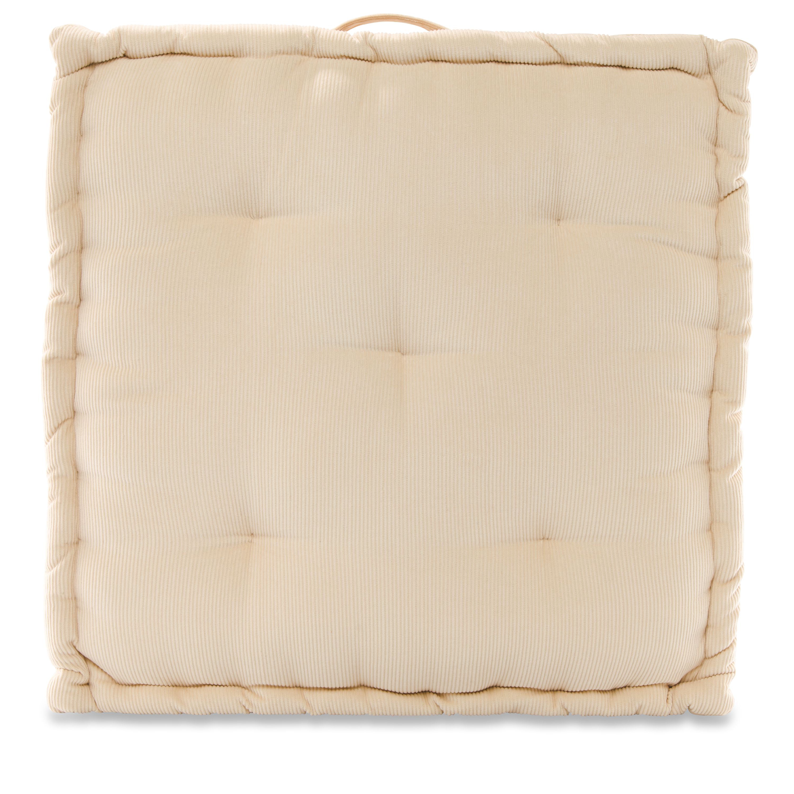 Sorra Home Ivory Square Floor Pillow with Handle 24 in x 24 in x 5 in