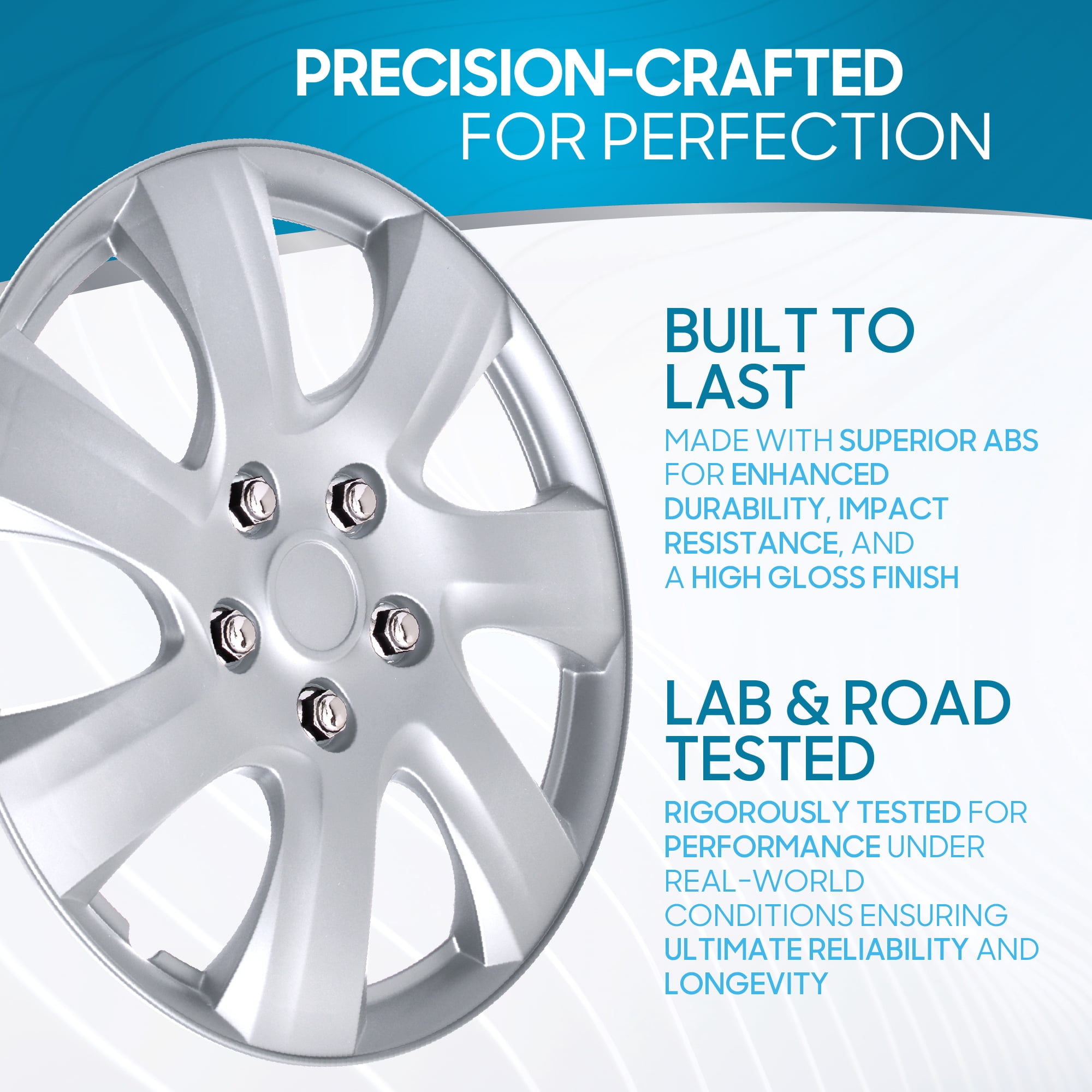 (4-Pack) BDK Premium Hubcaps 16" Wheel Rim Cover Hub Caps OEM Style Replacement Snap On Car Truck SUV - 16 Inch Set