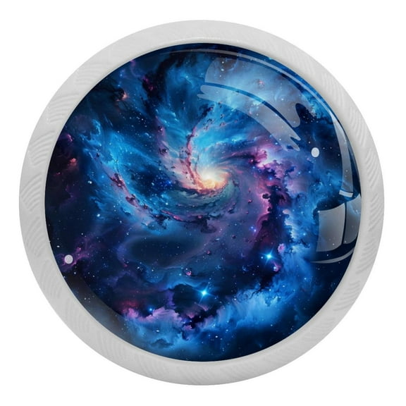 PhooArto Blue Space Galaxy Constellation 4 PCS Crystal Glass Cabinet Knobs, Drawer Kitchen Cabinets Dresser Cupboard Wardrobe Pulls Handle - Glowing in the Dark