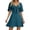 W-Blue, variant on Summer Dresses For Women 2026 V Neck Sundress With Bow Tie Solid Color Short Sleeved Dress Elegant Wear S Army Green