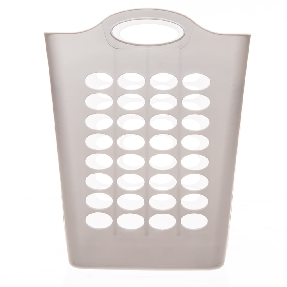 Mainstays Flexible Square Plastic Laundry Hamper, White, 3 Pack