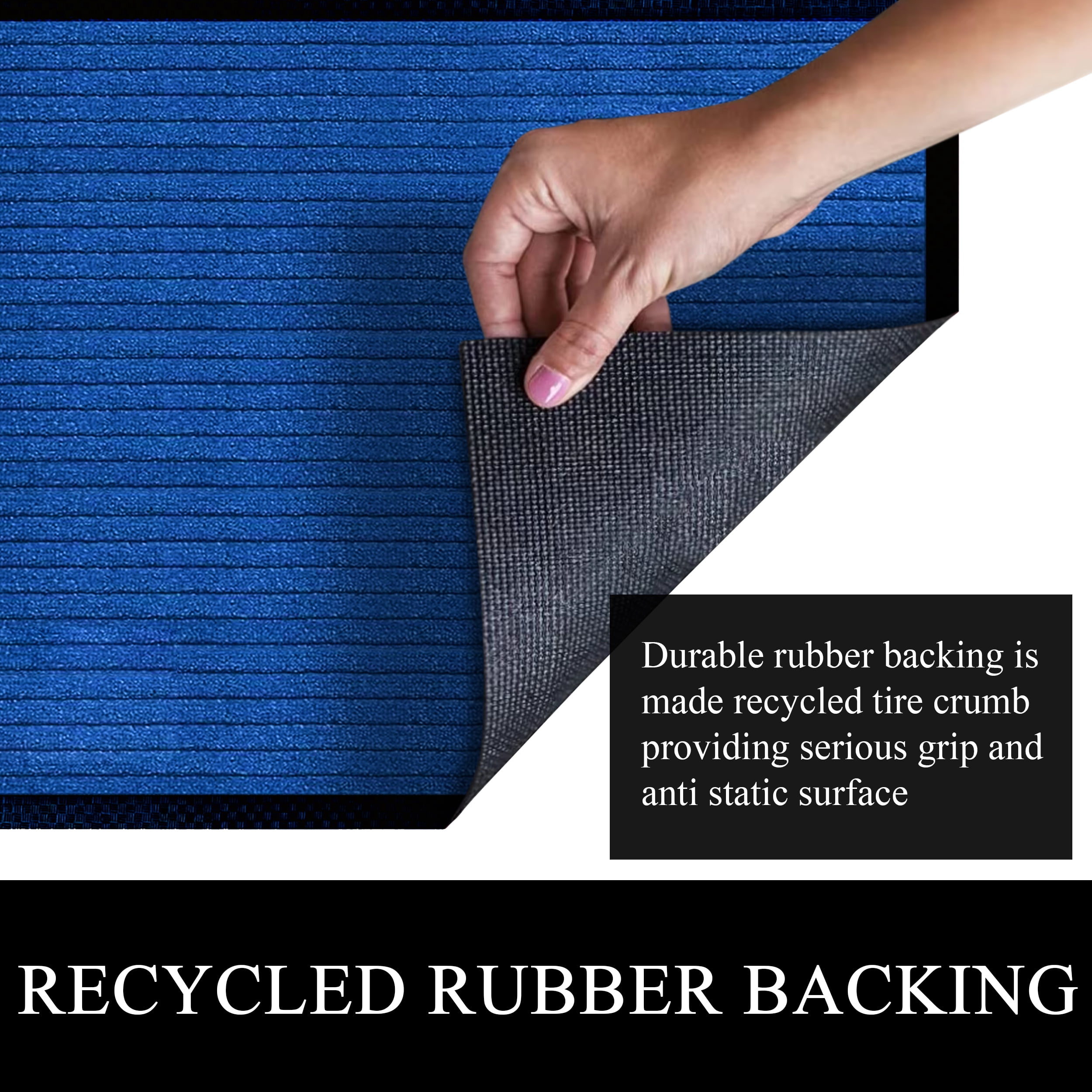A1HC Indoor Outdoor Mat, Front and Back Entrance Welcome Mats, Front Door Patio Mats 47X71 Inches, Non-Slip Easy Clean Entrance Washable Large Size Doormat, Blue Stripe