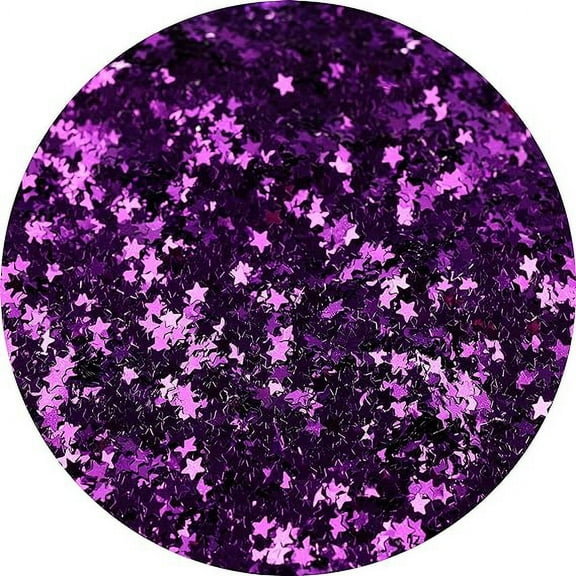 Nail Glitter - Violet Stars Chunky Glitter in Jar - 2,5 Oz Glitter for Crafts - Glitter for Slime - Face Glitter - Candle Glitter - Body Glitter