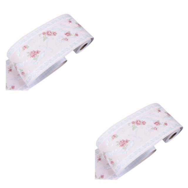 Thinsony PVC Wall Borders Sticker Instantly Change Look Of Any Room Personalized Home Style Creative pink floret 2Set