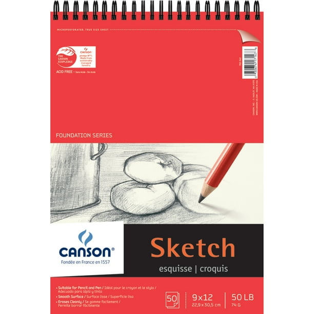 Canson Foundation Series Sketch Pad, 9" x 12", 50 Sheets/Pad