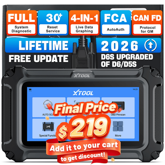 2026 XTOOL D6S OBD2 Scanner Diagnostic Tool, All System Car Scanner Engine Code Reader with 30 Resets, Free Updates